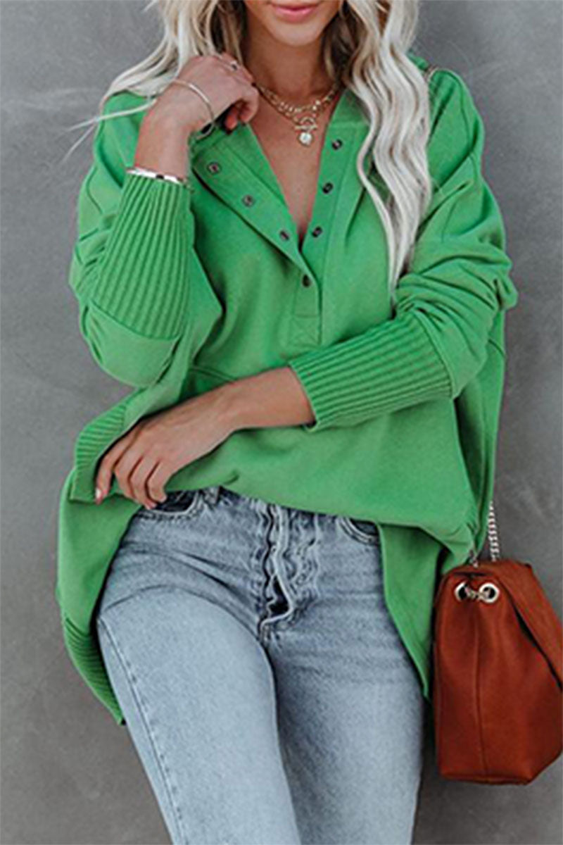 Vanesa | Casual solid tops with pocket buckle and hooded collar