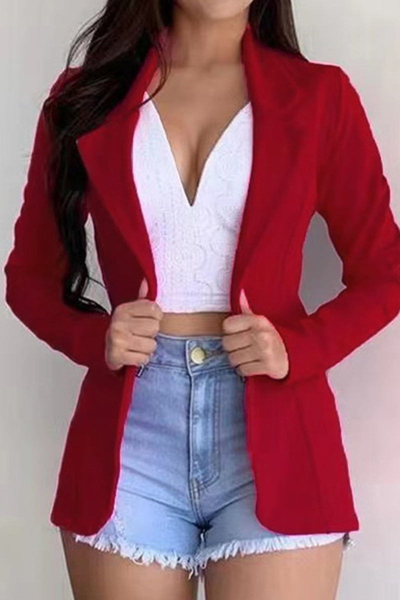 Nerea | Fashionable, casual, solid color cardigan with turn-down collar