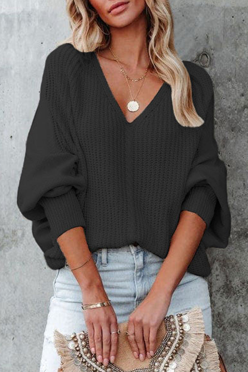 Rosario | Street Solid Solid Color V-Neck Tops