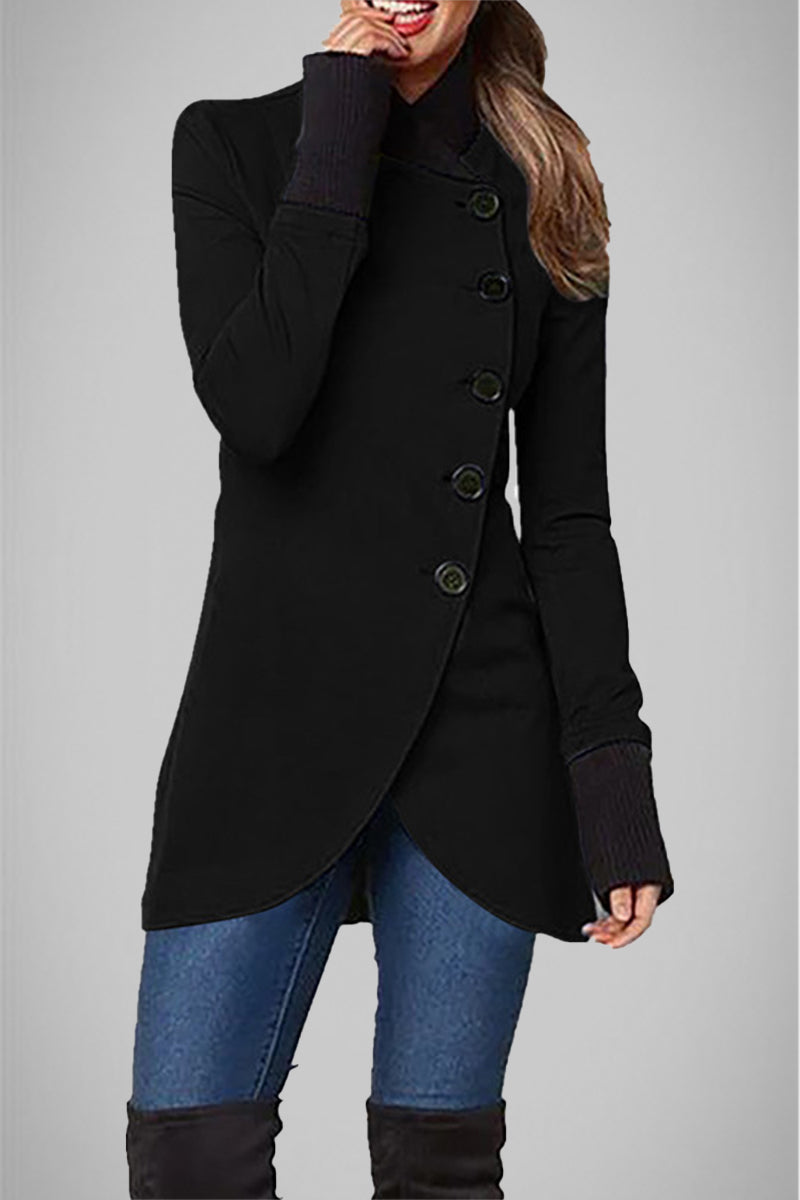 Barbara | Elegant college outerwear with solid color buttons and POLO collar