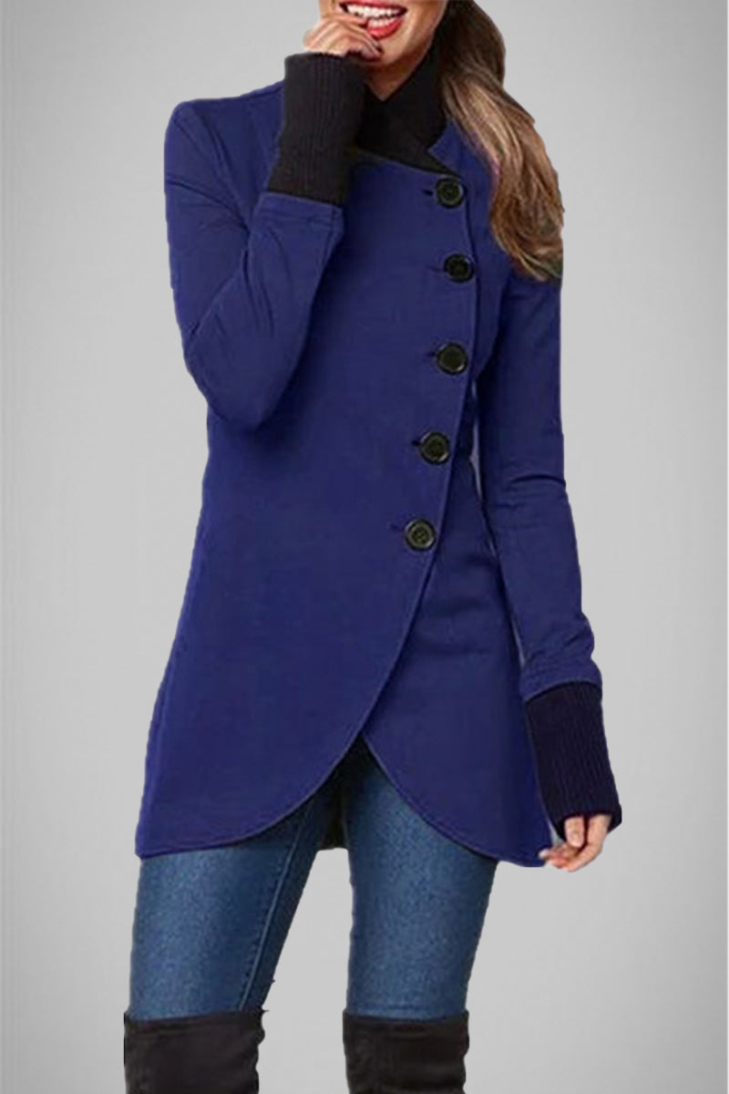 Barbara | Elegant college outerwear with solid color buttons and POLO collar
