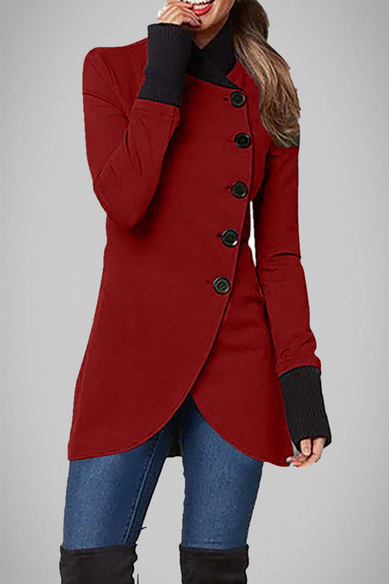 Barbara | Elegant college outerwear with solid color buttons and POLO collar
