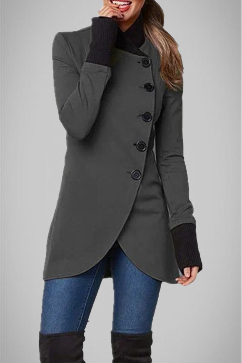 Barbara | Elegant college outerwear with solid color buttons and POLO collar