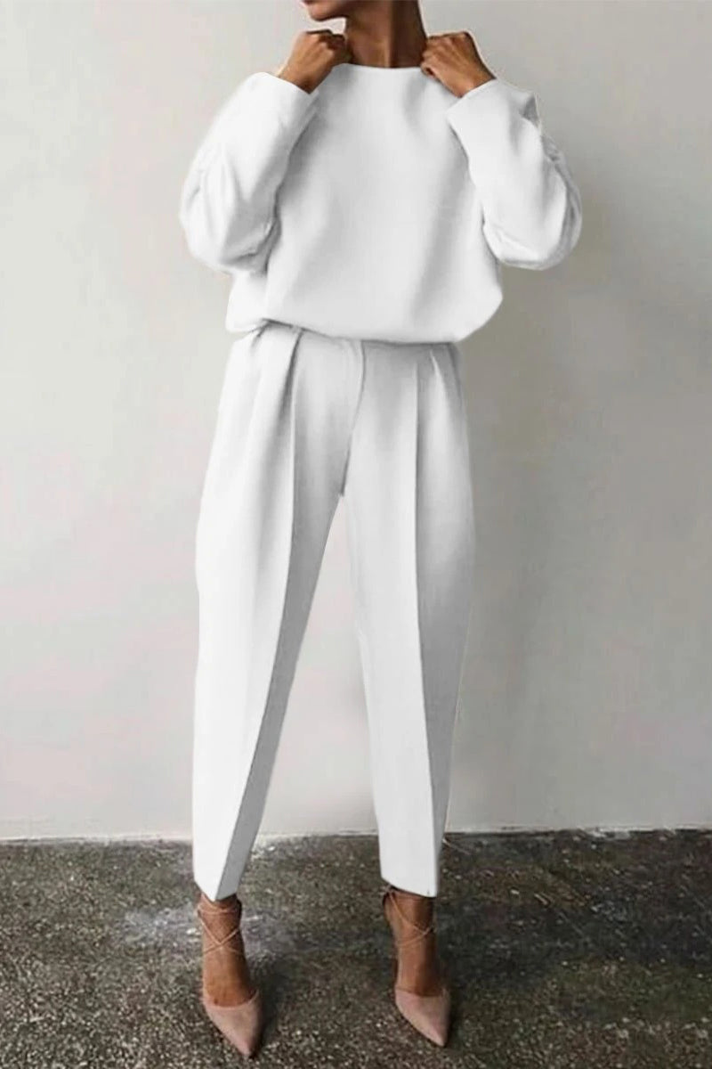 Krystel | Casual solid color long sleeve O-neck two piece suits