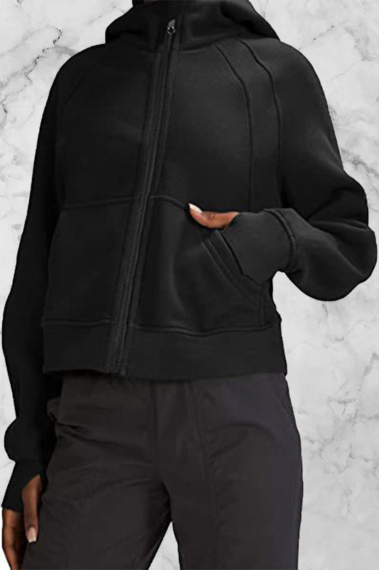 Odalis | Street Solid Solid Color Tops with Hood and Collar