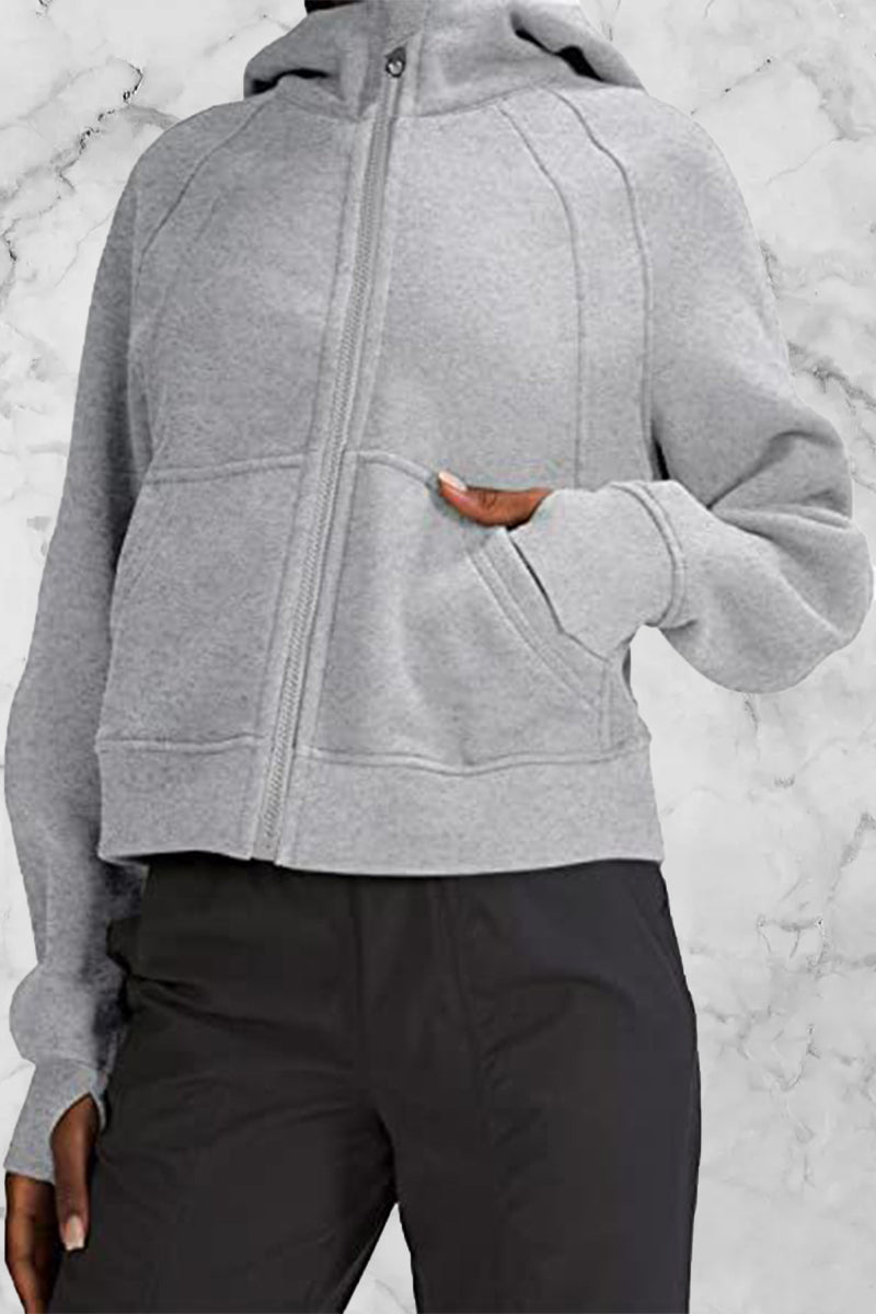 Odalis | Street Solid Solid Color Tops with Hood and Collar