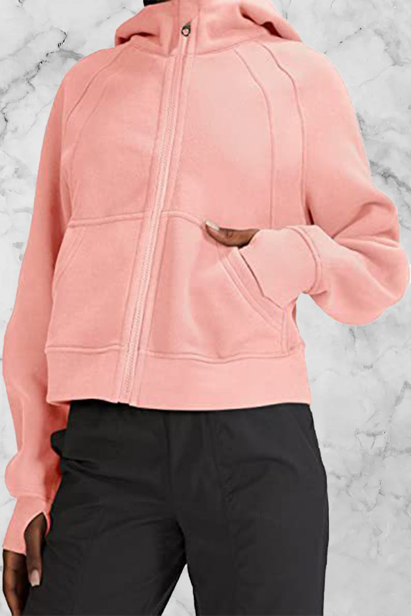 Odalis | Street Solid Solid Color Tops with Hood and Collar