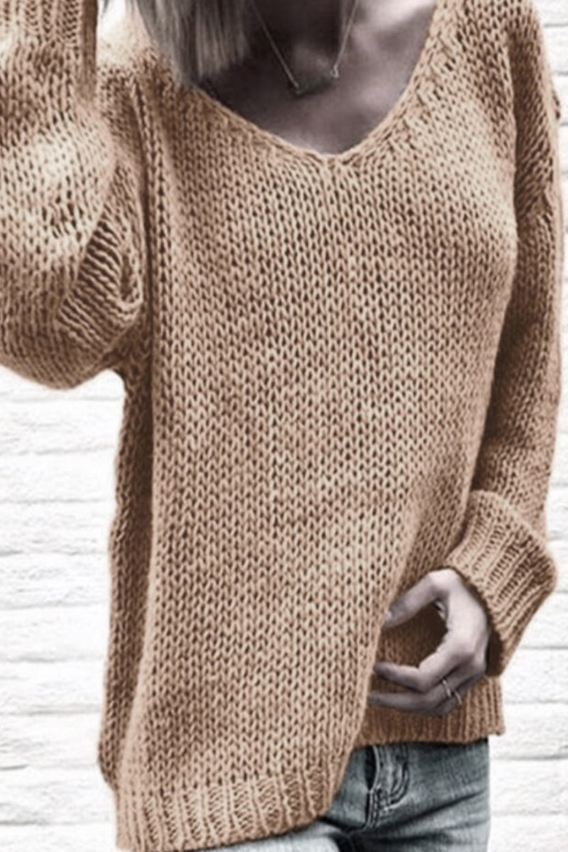 Nahir | Casual solid color V-neck sweaters