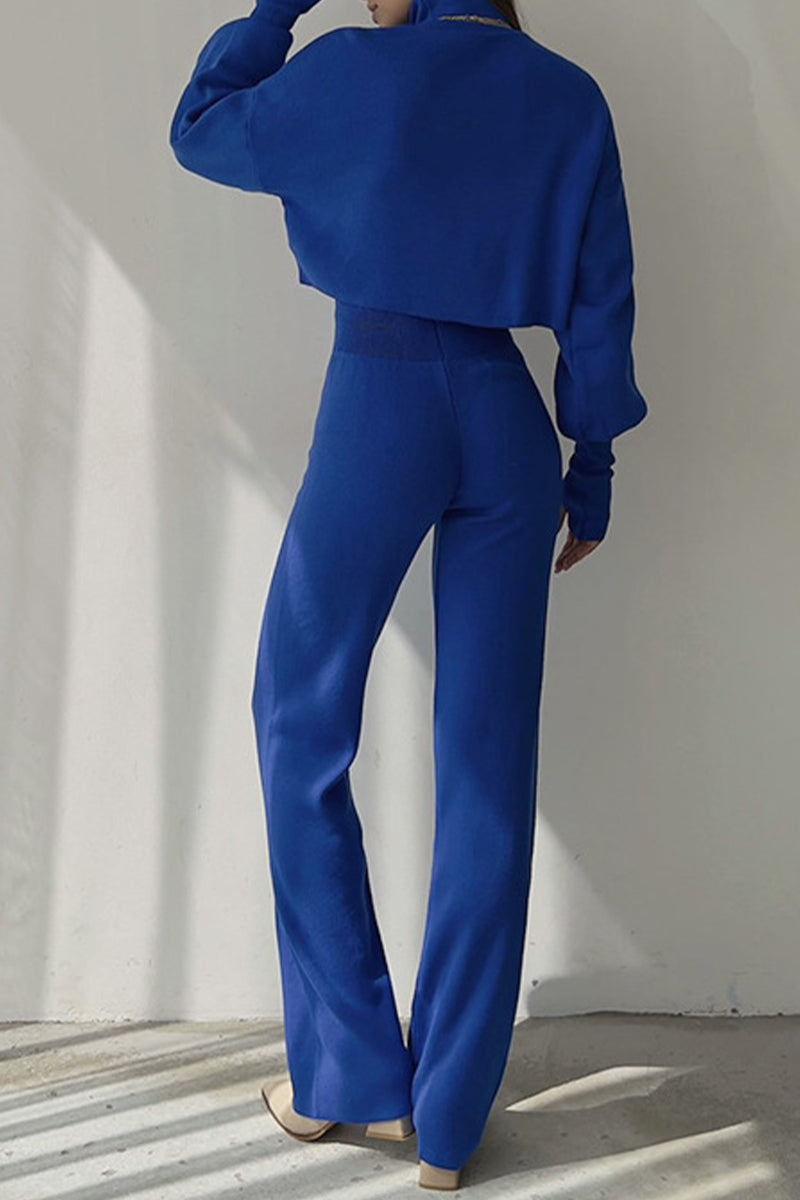 Lucía | Casual solid color turtleneck long sleeve two piece sweater