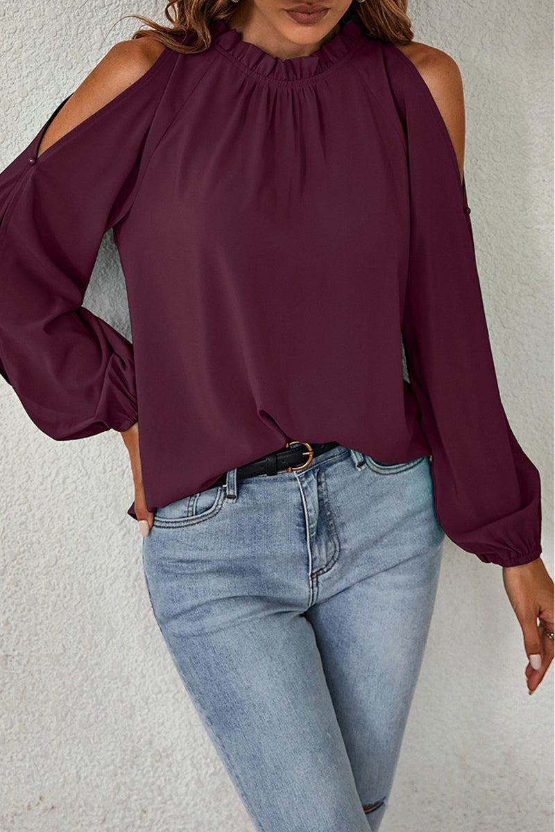 Xaviera | Elegant solid color half turtleneck tops