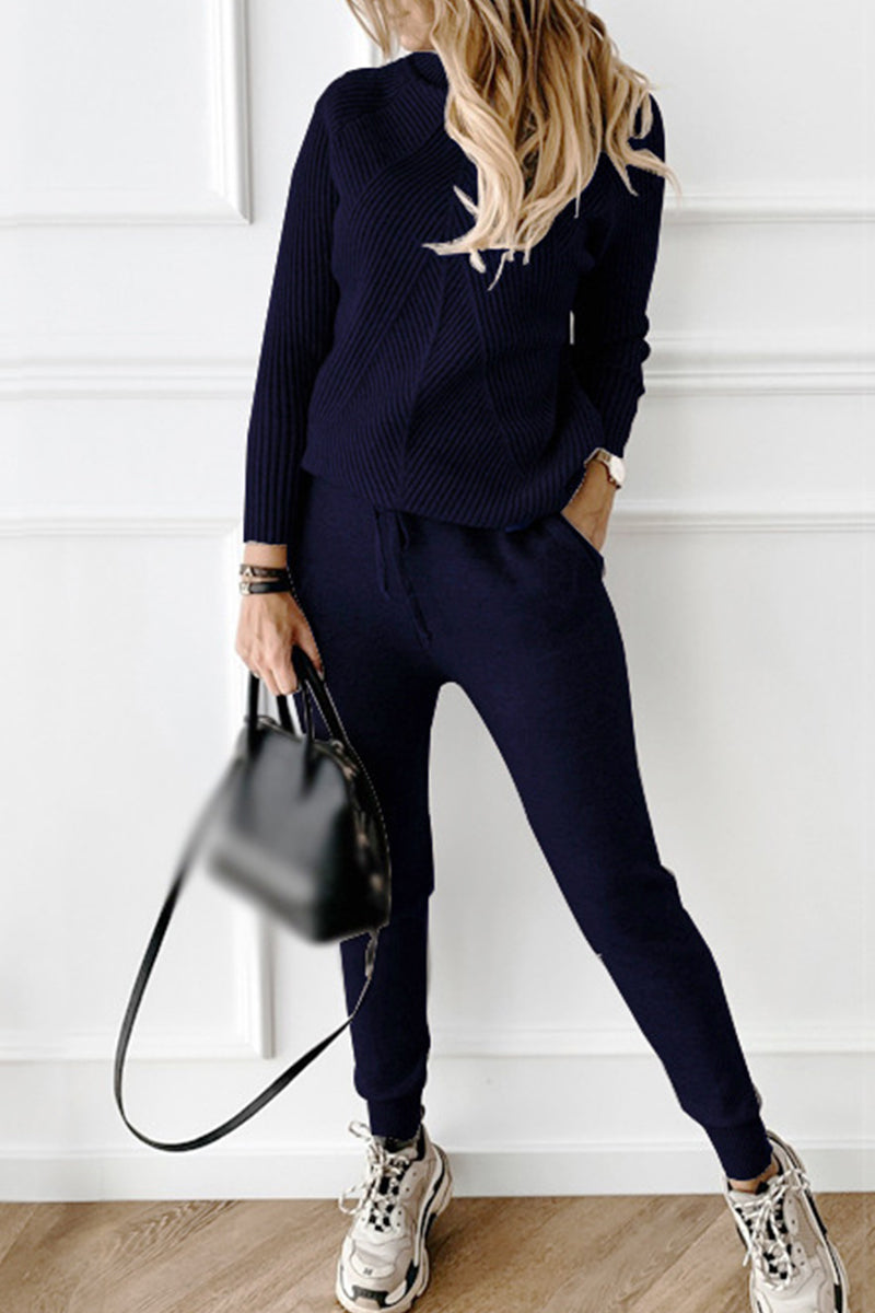 Wanda | Casual solid color turtleneck long sleeve two piece sweater