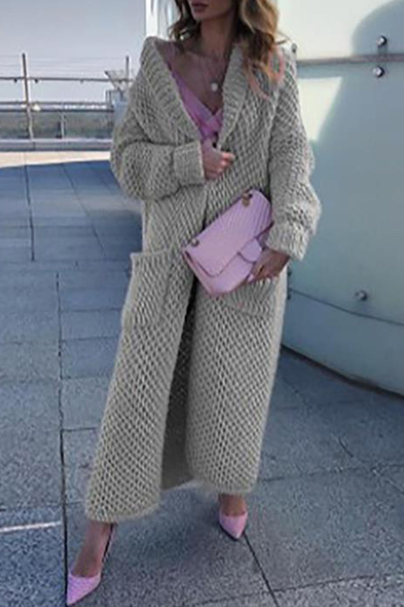 Angelica | Elegant, plain-colored sweater with a cardigan collar