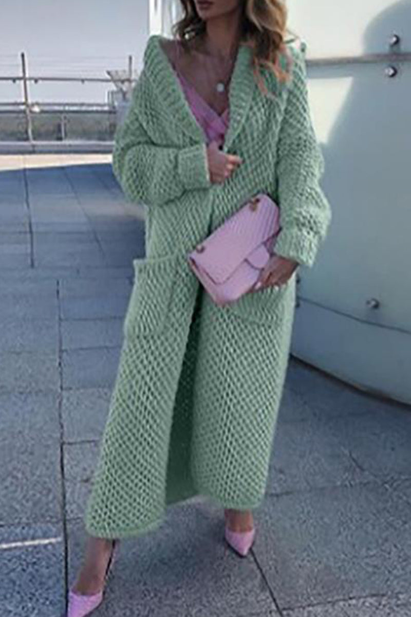 Angelica | Elegant, plain-colored sweater with a cardigan collar