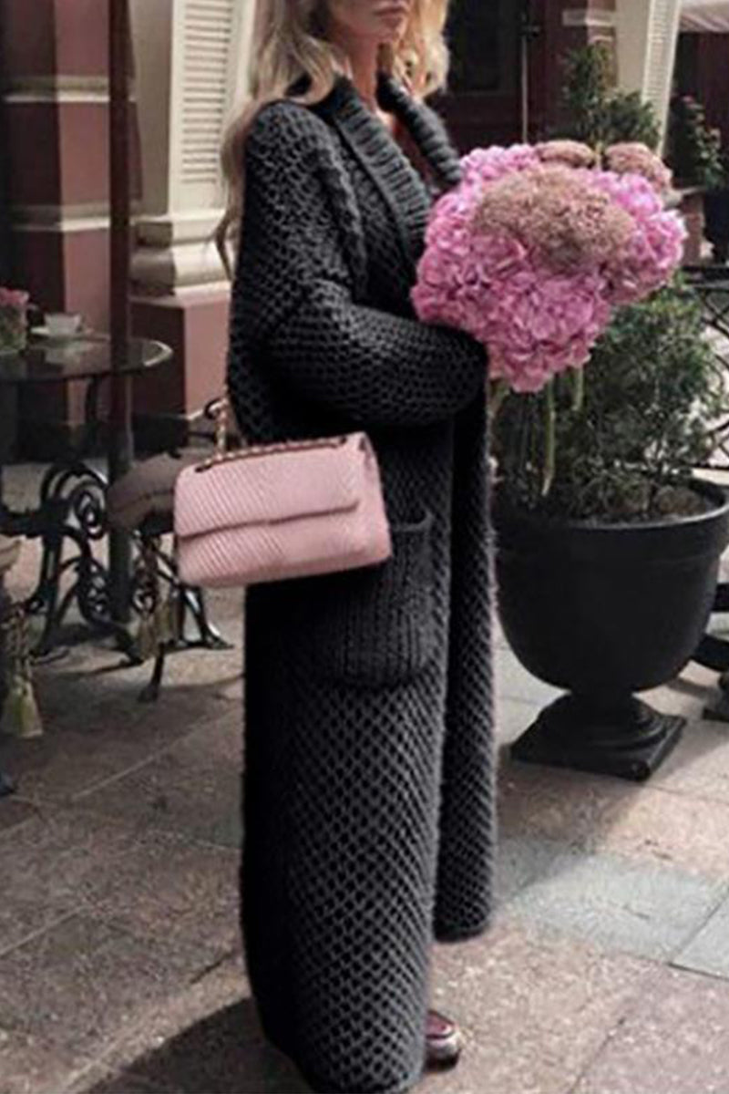 Angelica | Elegant, plain-colored sweater with a cardigan collar