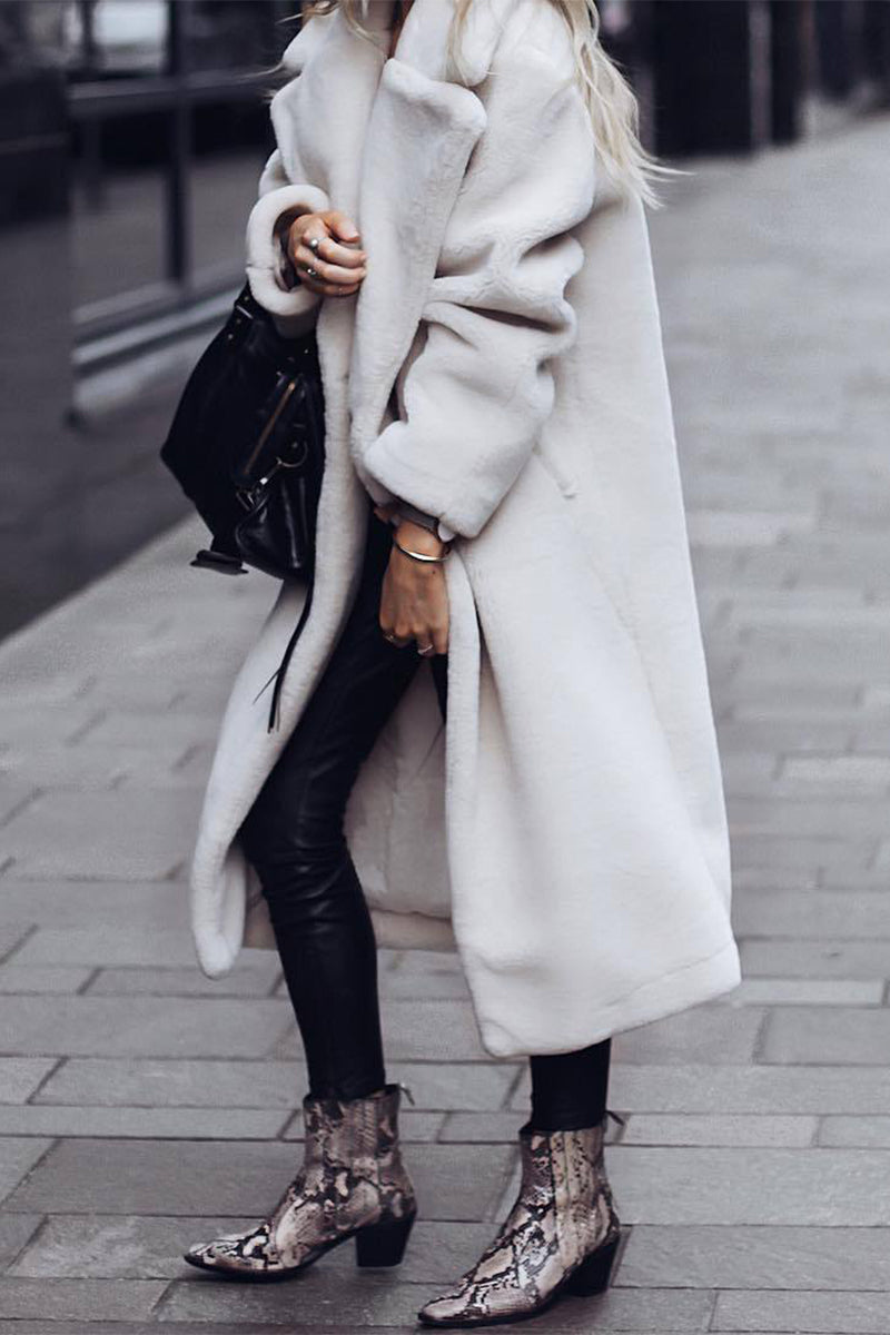 Yolaina | Elegant plain outerwear with a turn-down collar