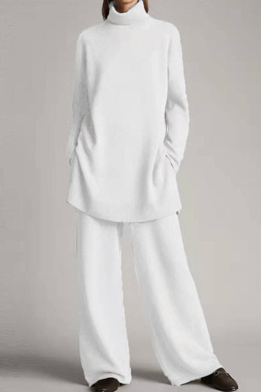 Celeste | Casual solid color turtleneck two piece sweater