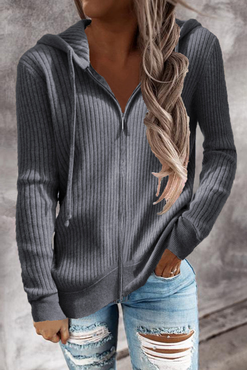 Cristina | Casual cardigans with zip and hooded collar