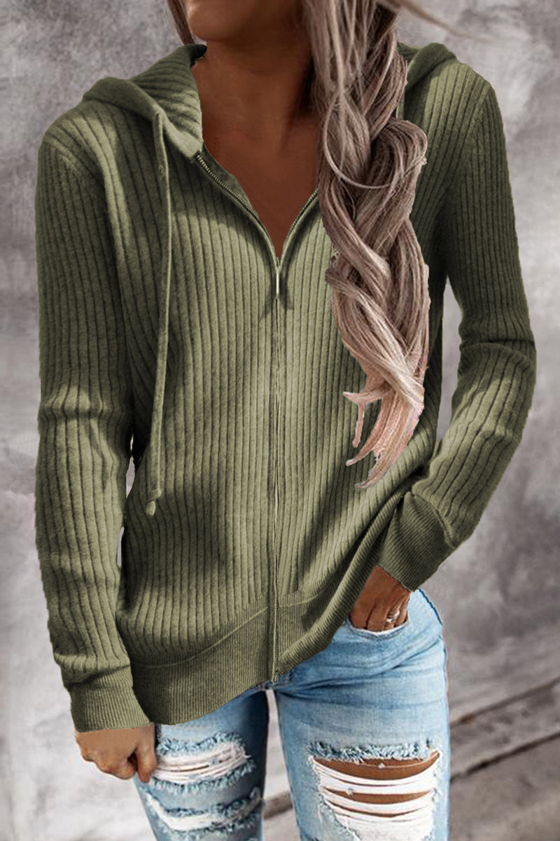 Cristina | Casual cardigans with zip and hooded collar