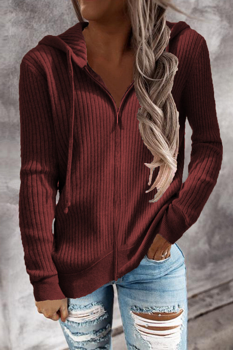 Cristina | Casual cardigans with zip and hooded collar