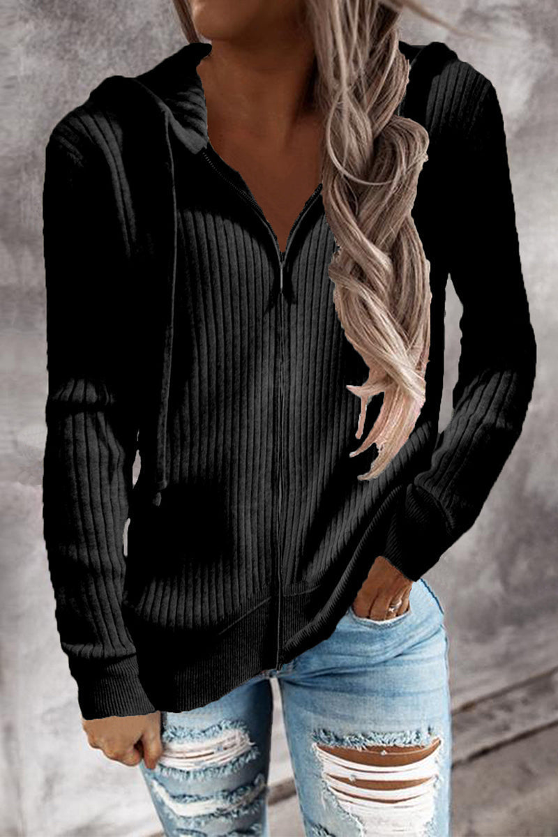 Cristina | Casual cardigans with zip and hooded collar