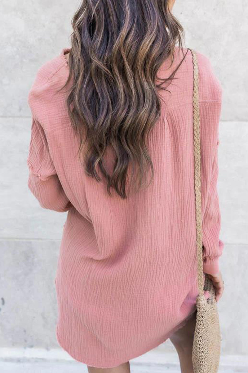 Dorotea | Casual tops with plain buttons and O-neck
