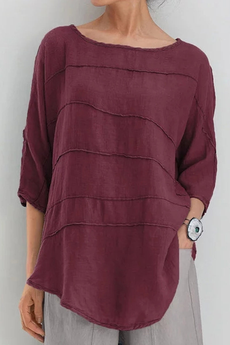 Delia | Casual solid color O-neck tops