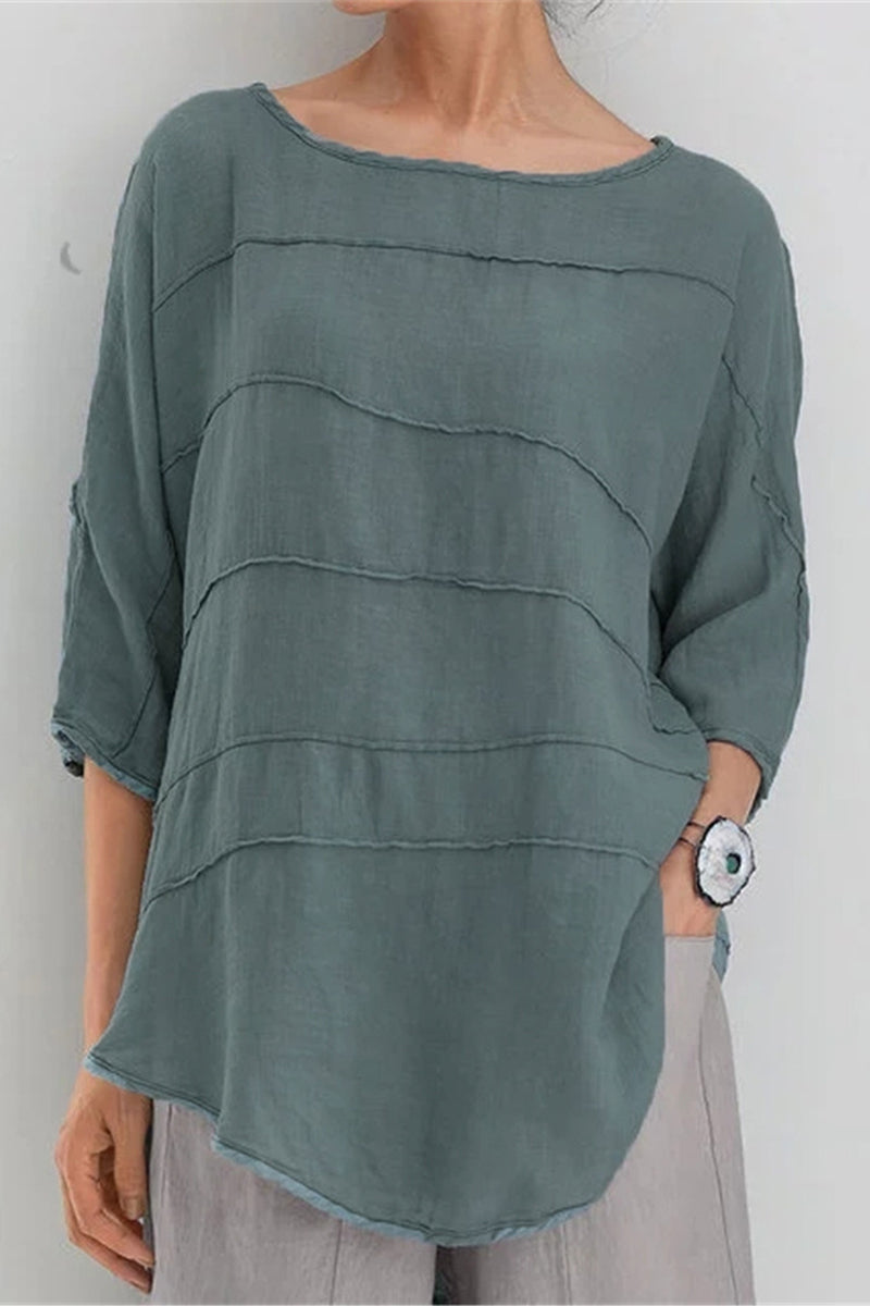 Delia | Casual solid color O-neck tops