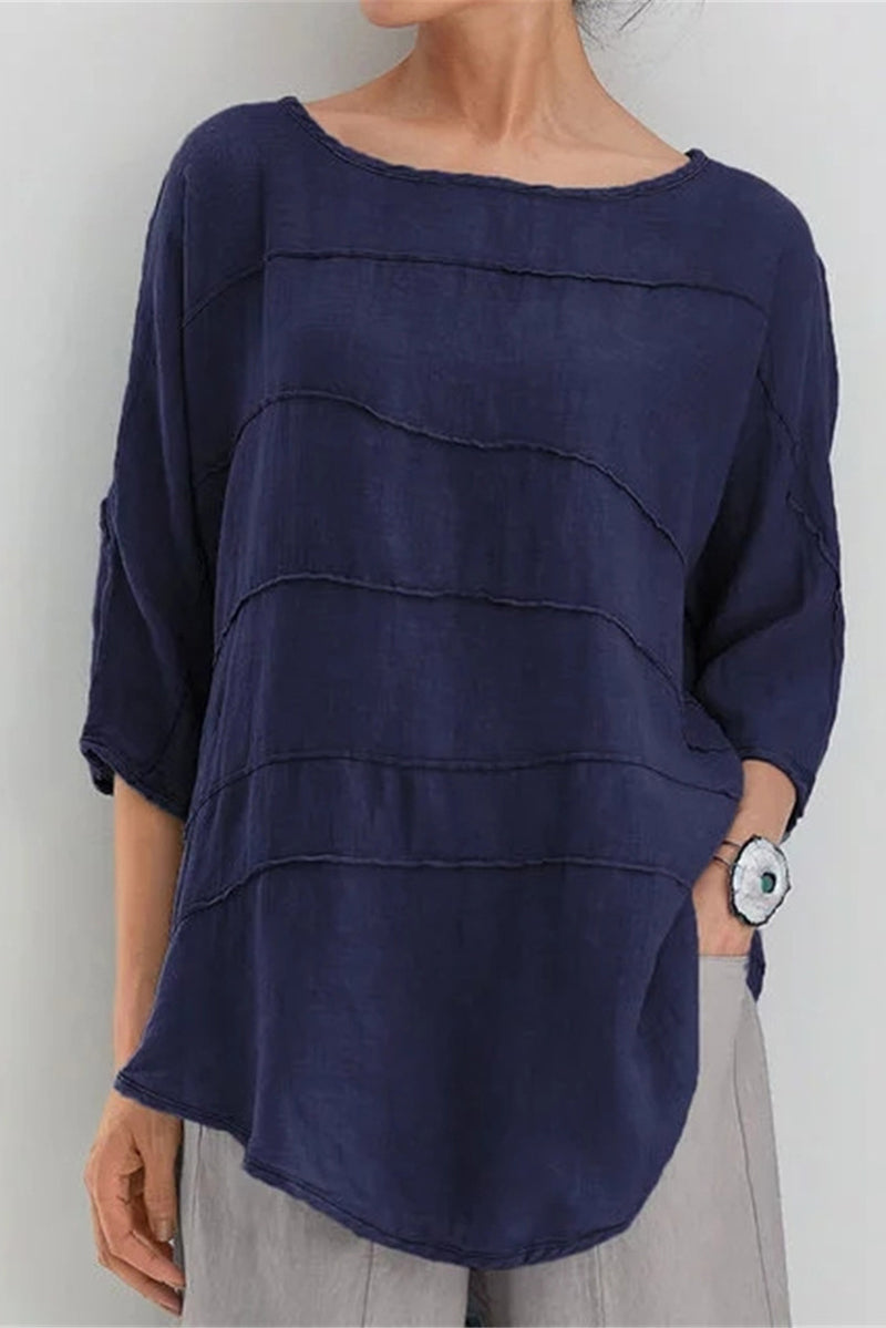 Delia | Casual solid color O-neck tops