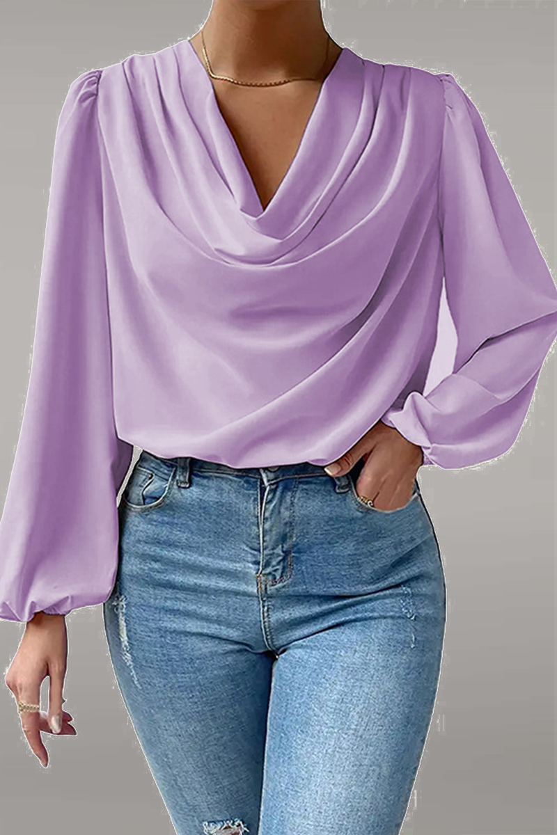 Fiona | Casual solid patchwork scoop neck tops