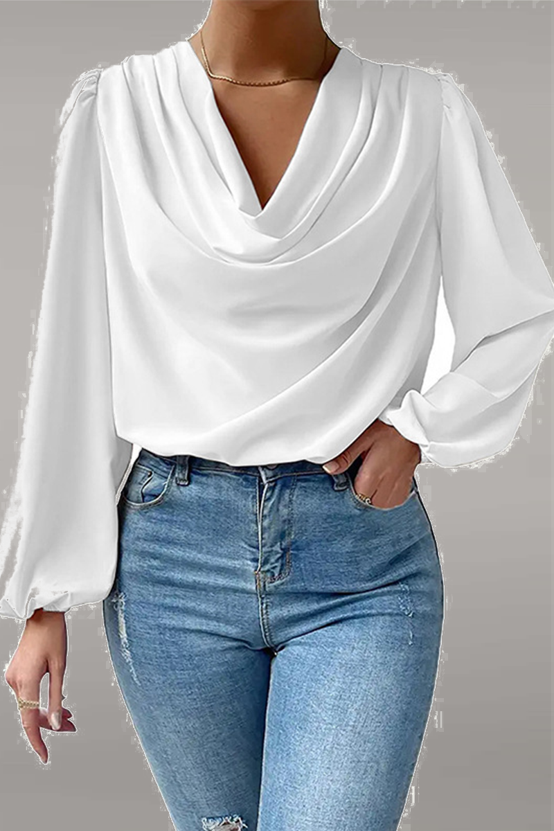 Fiona | Casual solid patchwork scoop neck tops