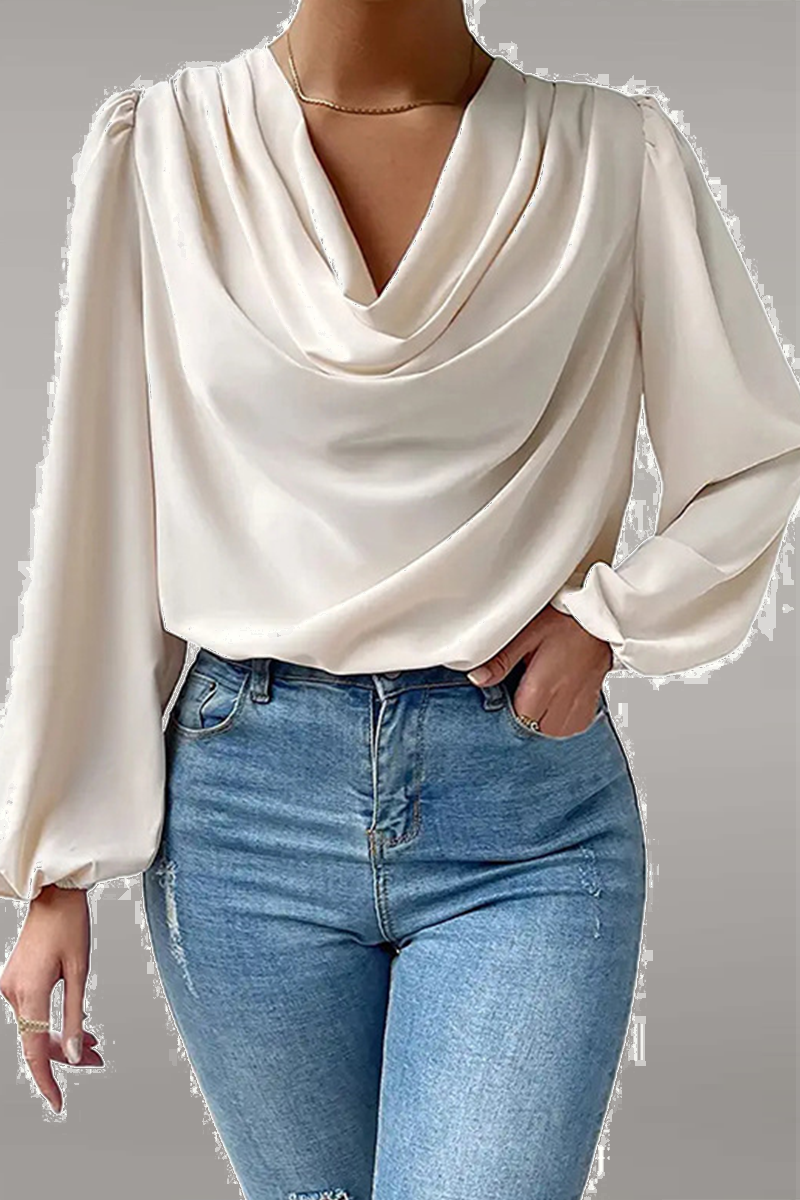 Fiona | Casual solid patchwork scoop neck tops