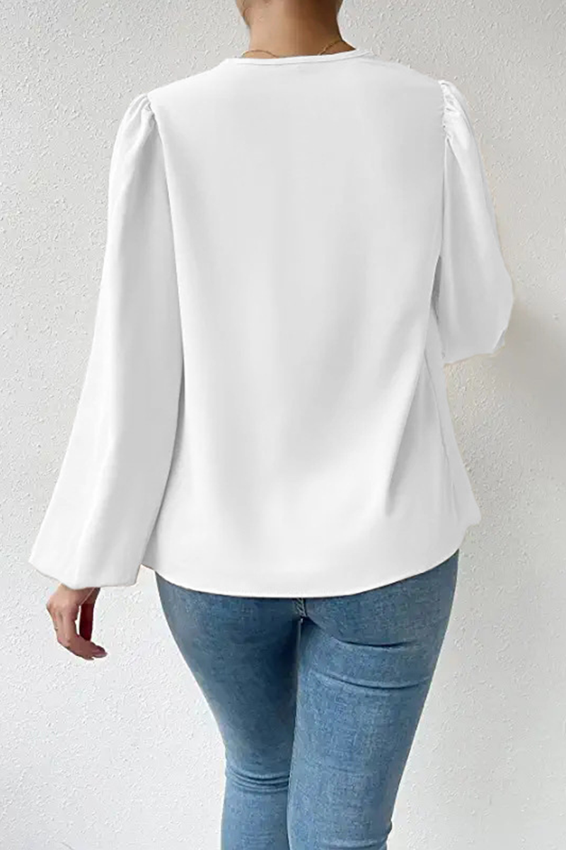 Fiona | Casual solid patchwork scoop neck tops