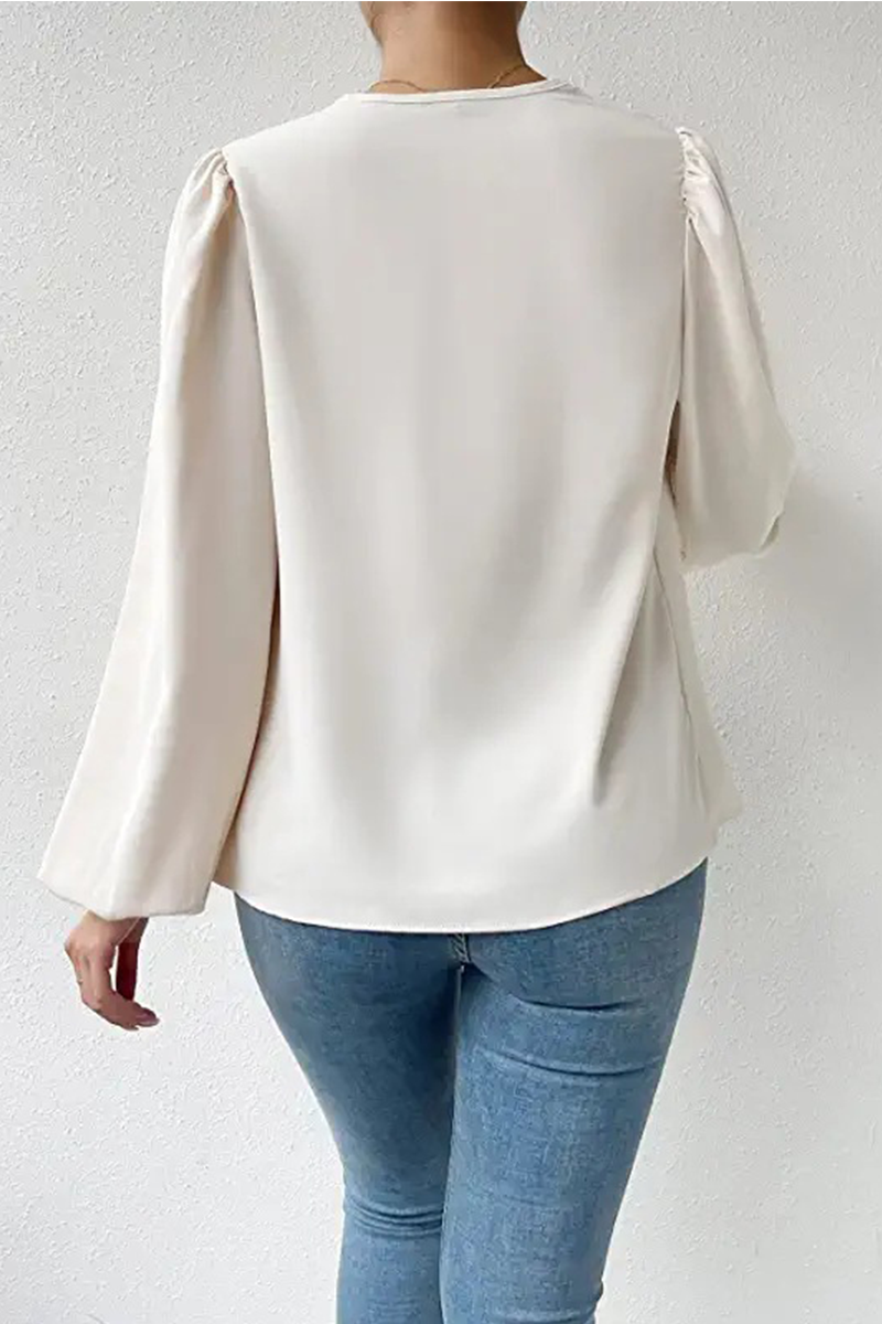 Fiona | Casual solid patchwork scoop neck tops