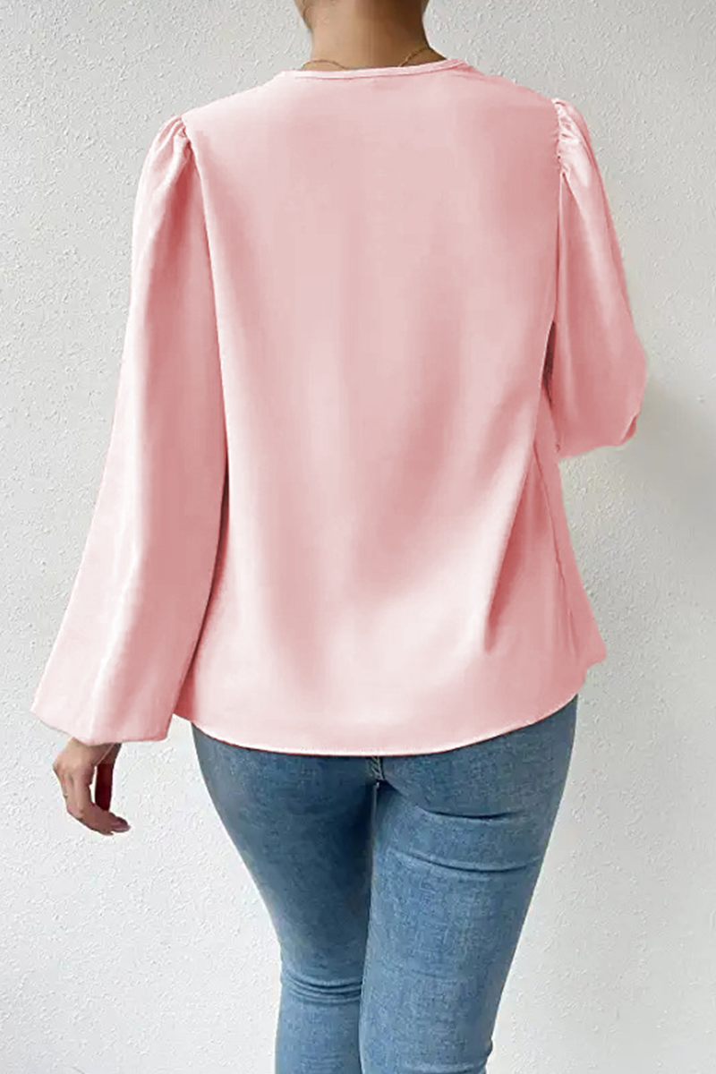 Fiona | Casual solid patchwork scoop neck tops