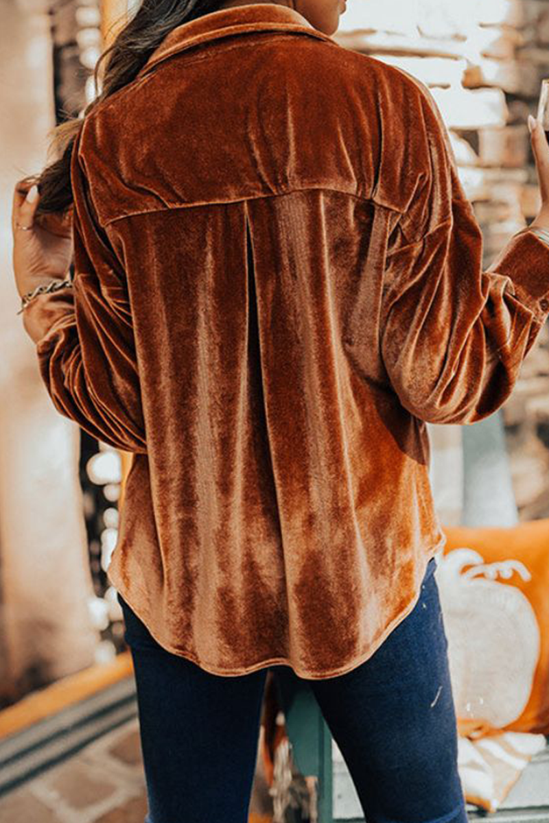 Glenda | Casual, solid patchwork tops with a turn-down collar