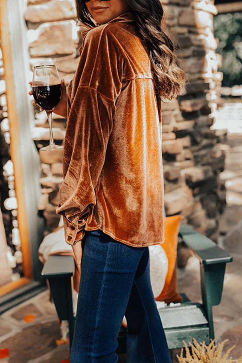 Glenda | Casual, solid patchwork tops with a turn-down collar