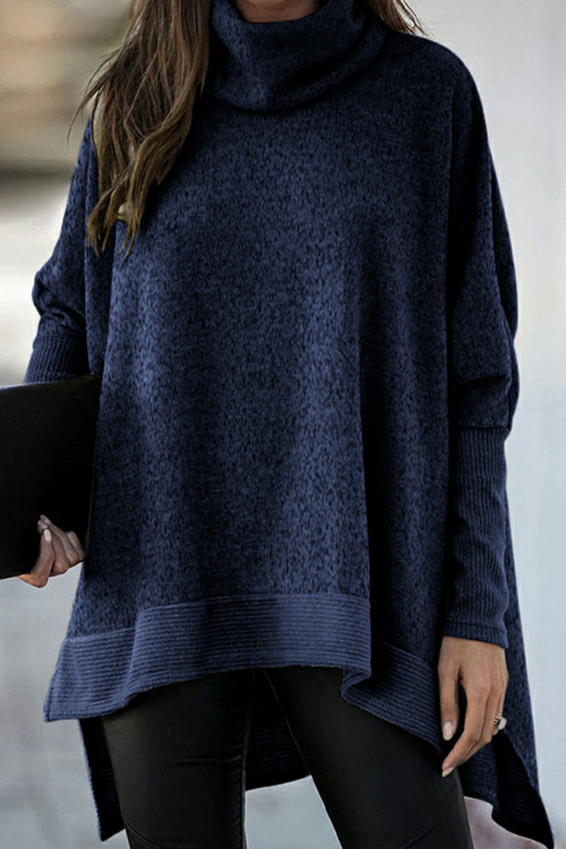Giovanna | Casual solid patchwork turtleneck tops