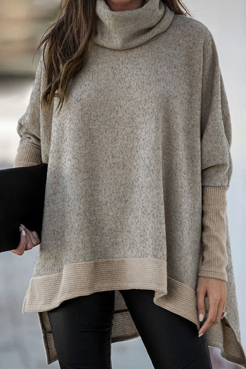 Giovanna | Casual solid patchwork turtleneck tops