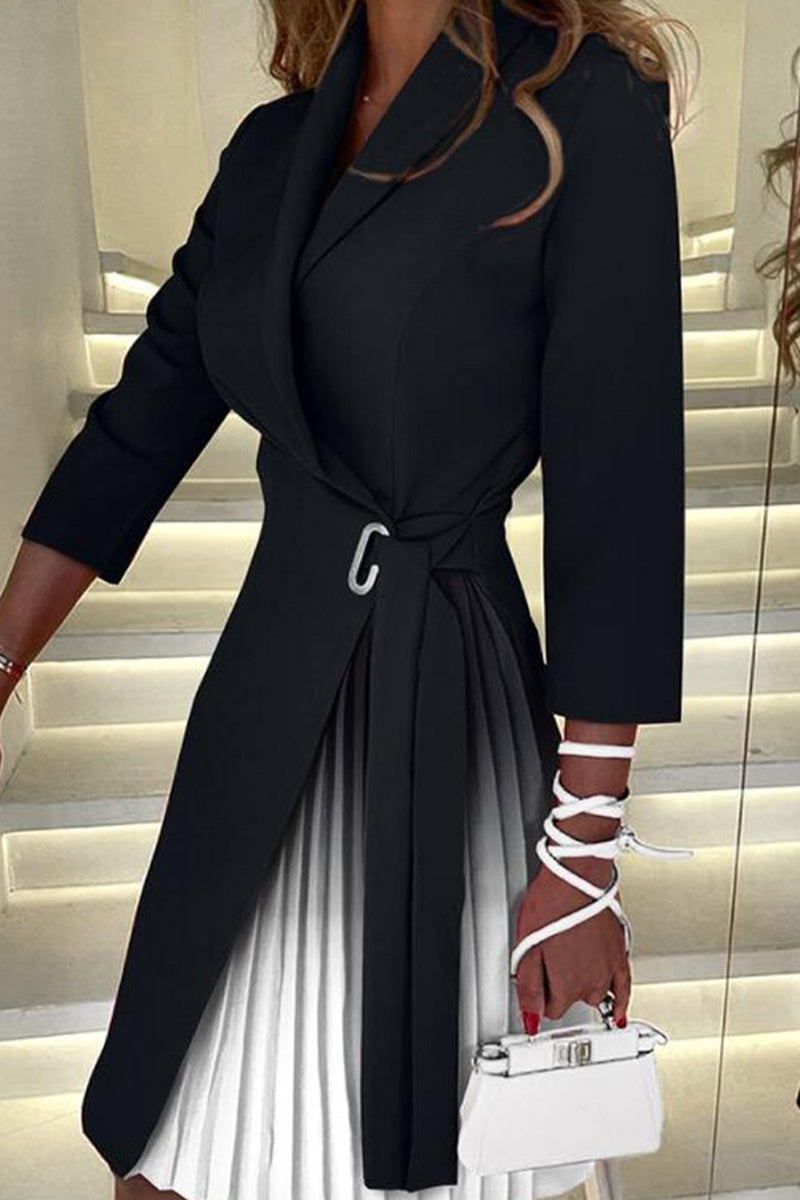 Teresa | Elegant A-line dresses with color block contrast and V-neck