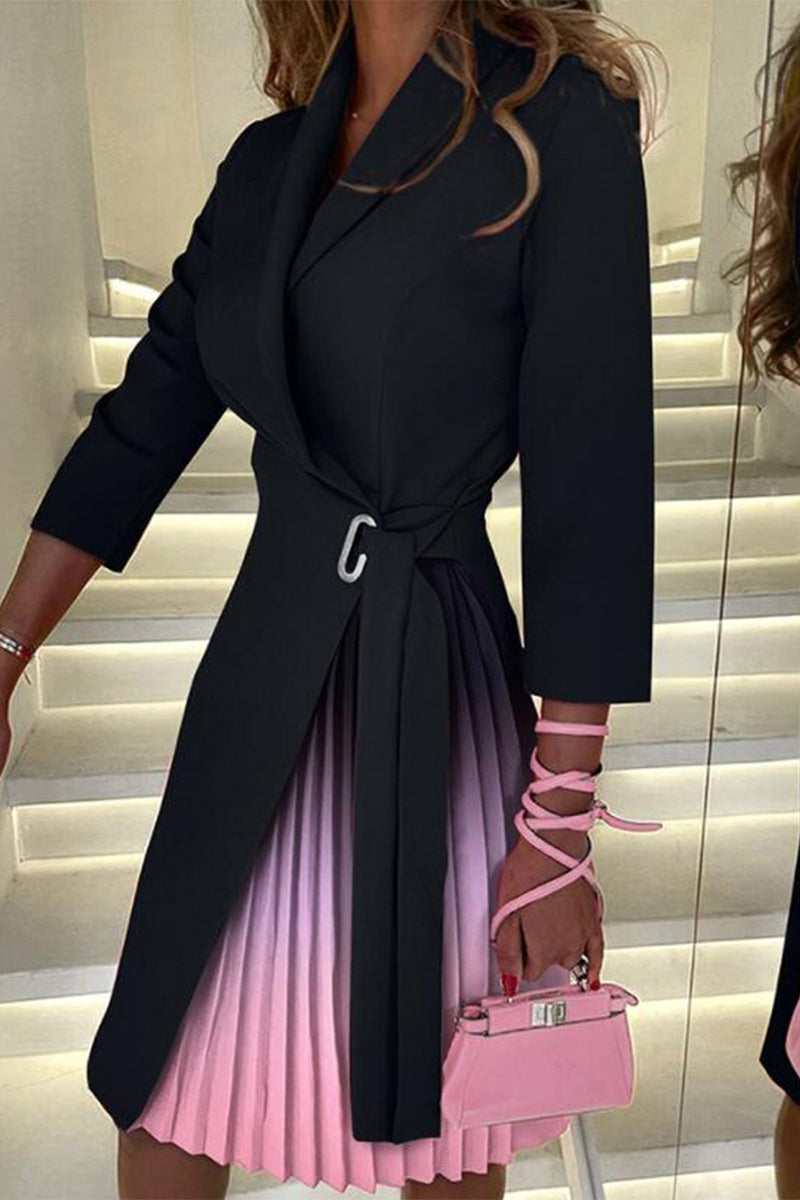 Teresa | Elegant A-line dresses with color block contrast and V-neck