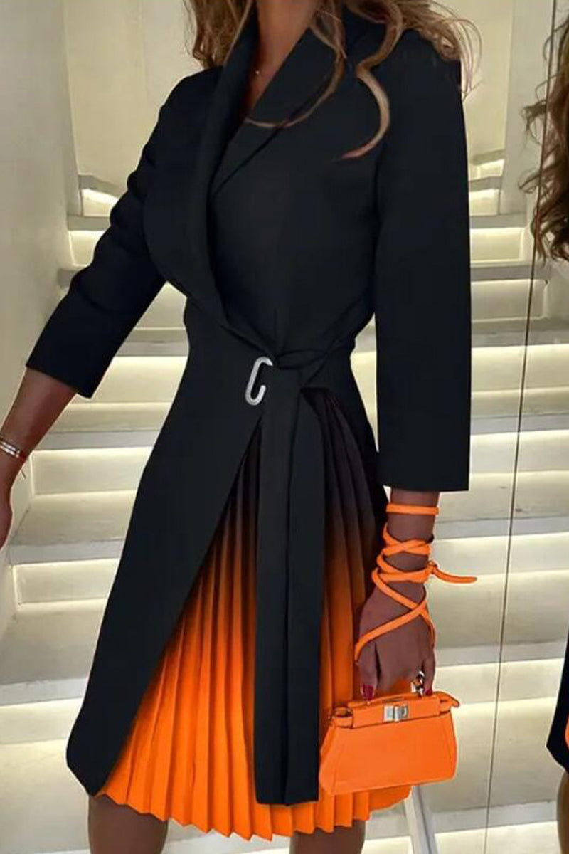 Teresa | Elegant A-line dresses with color block contrast and V-neck