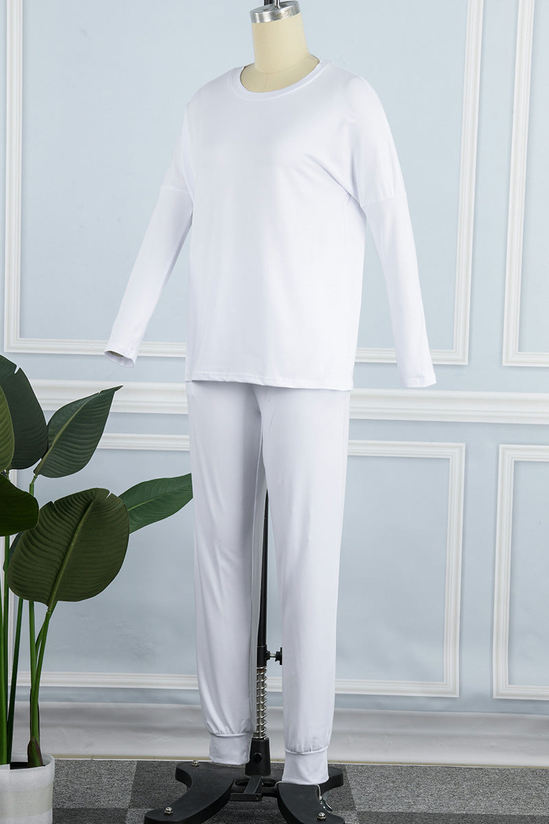Guillermina | Casual solid color asymmetrical long sleeve O-neck two piece suit