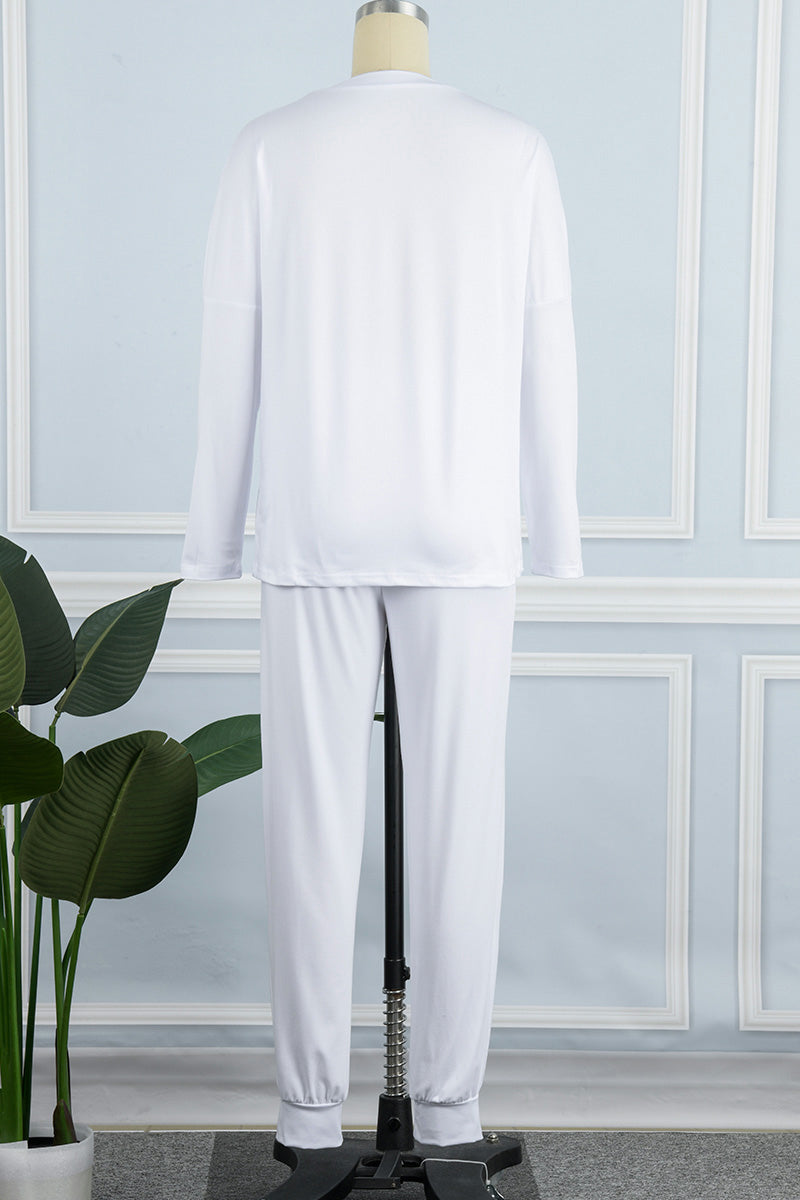 Guillermina | Casual solid color asymmetrical long sleeve O-neck two piece suit