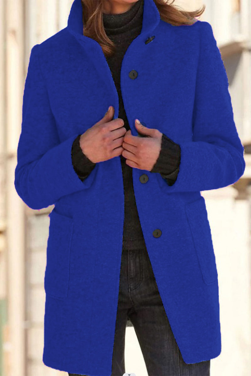 Emma | Casual solid color outerwear with stand-up collar