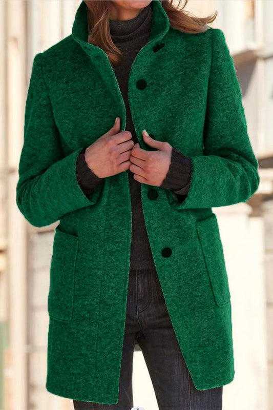 Emma | Casual solid color outerwear with stand-up collar