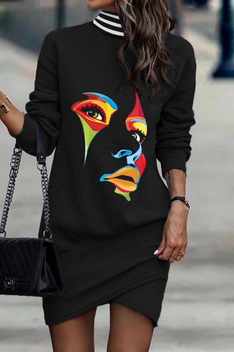 Viviana | Casual printed patchwork turtleneck sweaters with long sleeves