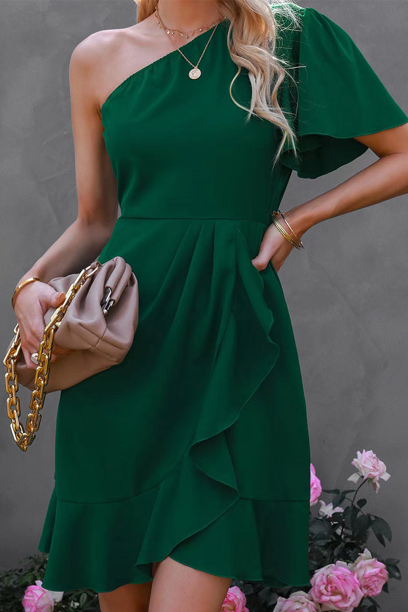 Giovanna® | Elegant One-Sleeve Mini Dress With Ruffle