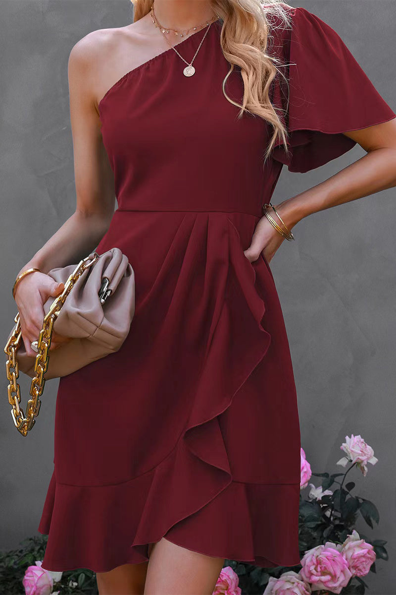 Giovanna® | Elegant One-Sleeve Mini Dress With Ruffle