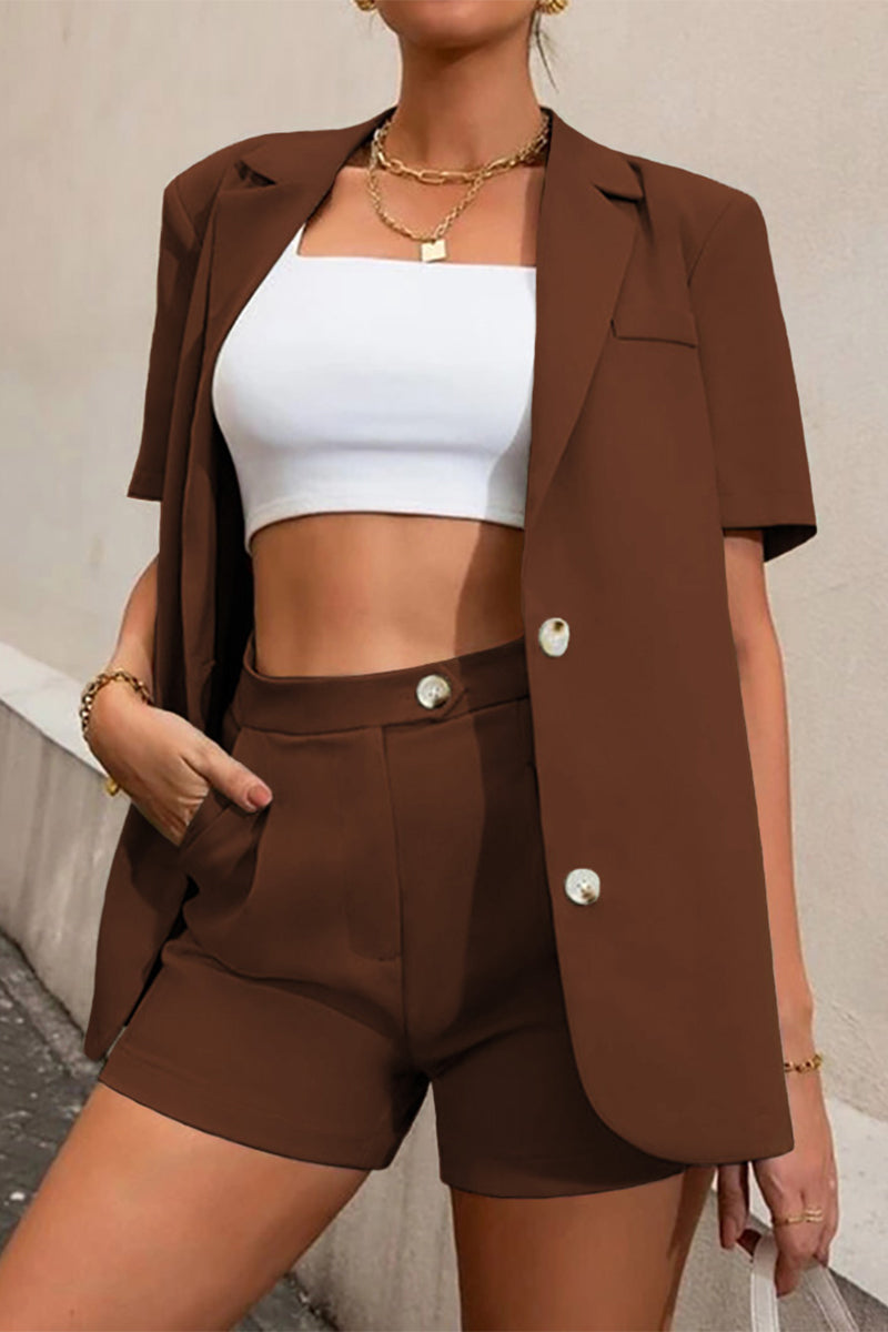 Lia® | Casual Button-Down Short-Sleeved Blazer And Shorts Set