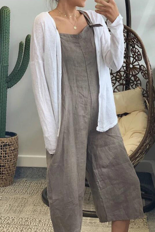 Leire | Casual simple solid patchwork square collar jumpsuits